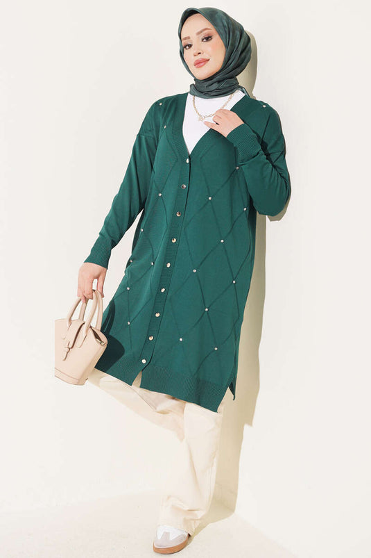 Mini Geborduurde Merino Vest Navy