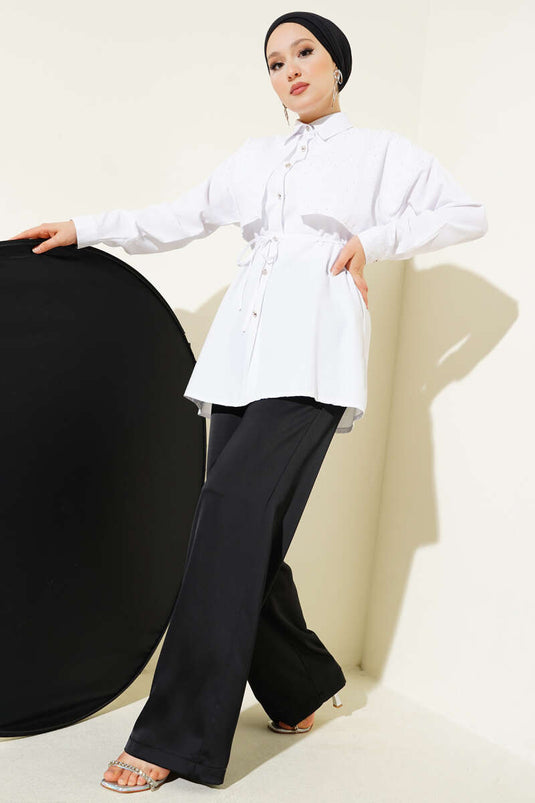 تونك ميني ستون كيب أبيض