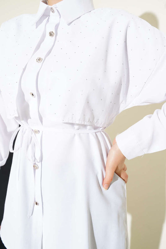 تونك ميني ستون كيب أبيض