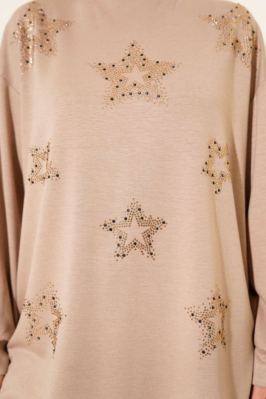 Mini Star Stone Tunic Beige