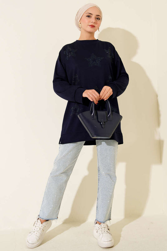 Mini Star Stone Tunic Navy Blue