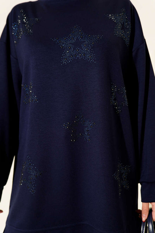 Mini Star Stone Tunic Navy Blue