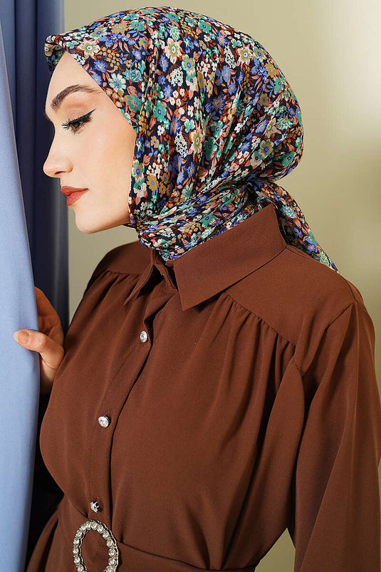 Foulard à motif petites fleurs vert
