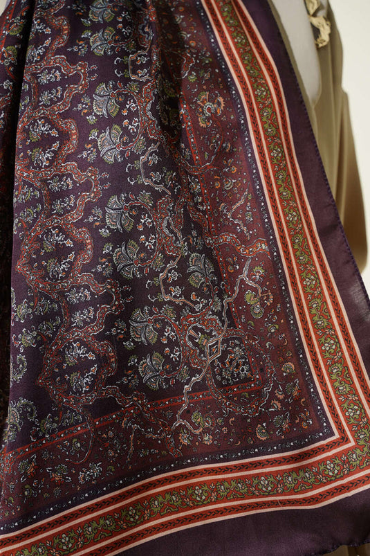 Écharpe Douce À Motif Floral Mini En Brun Chaud