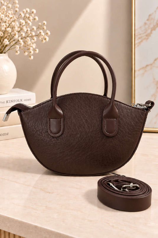 Minimal Oval Askılı Çanta Acı Kahve