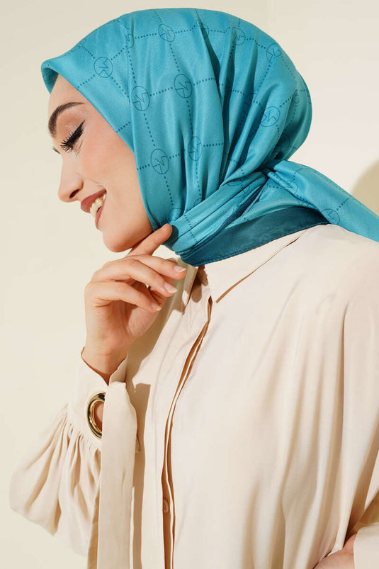 Écharpe MK à motif losanges vert pétrole