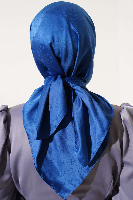 MK Pattern Jacquard Scarf Indigo