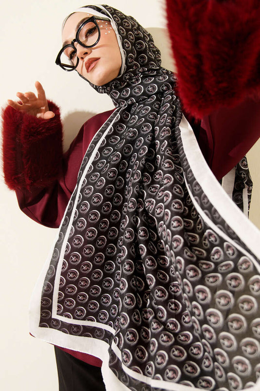 MK Desen Lina Châle Noir Blanc