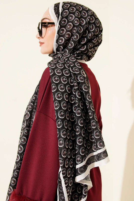 MK Desen Lina Châle Noir Blanc