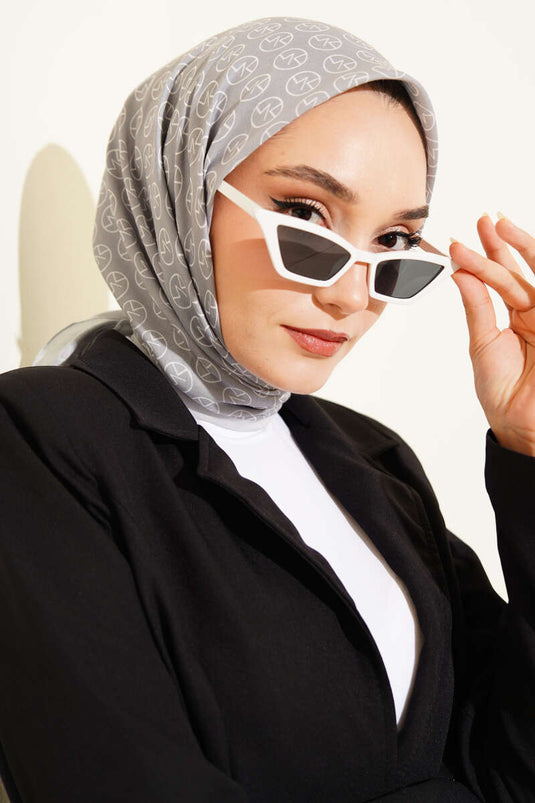 MK Pattern Soft Scarf Gray