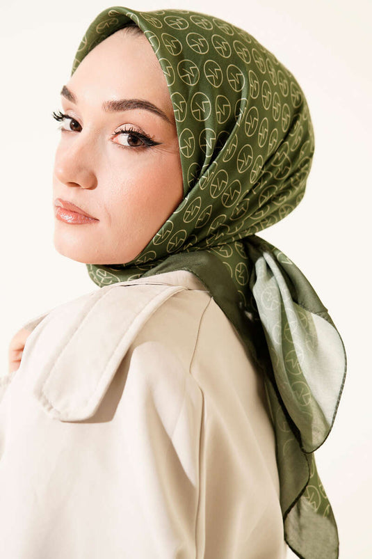 MK Pattern Soft Scarf Khaki