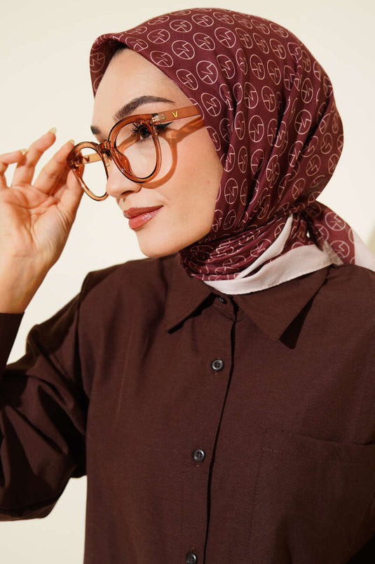 MK Pattern Soft Scarf Brown