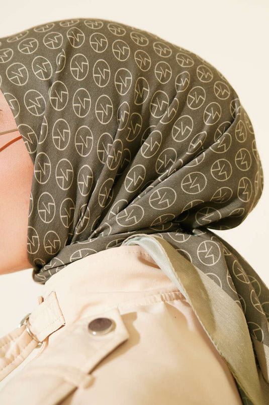 MK Pattern Soft Scarf Henna Green