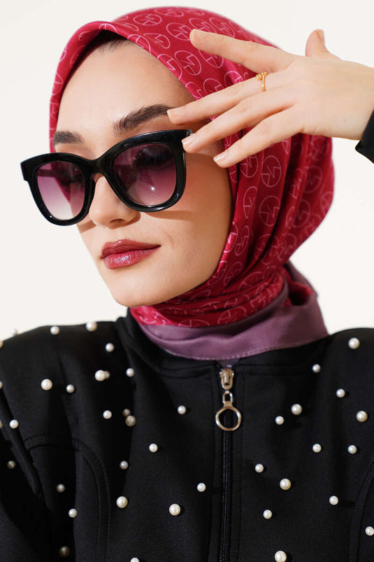 وشاح ناعم بنمط MK باللون الأحمر