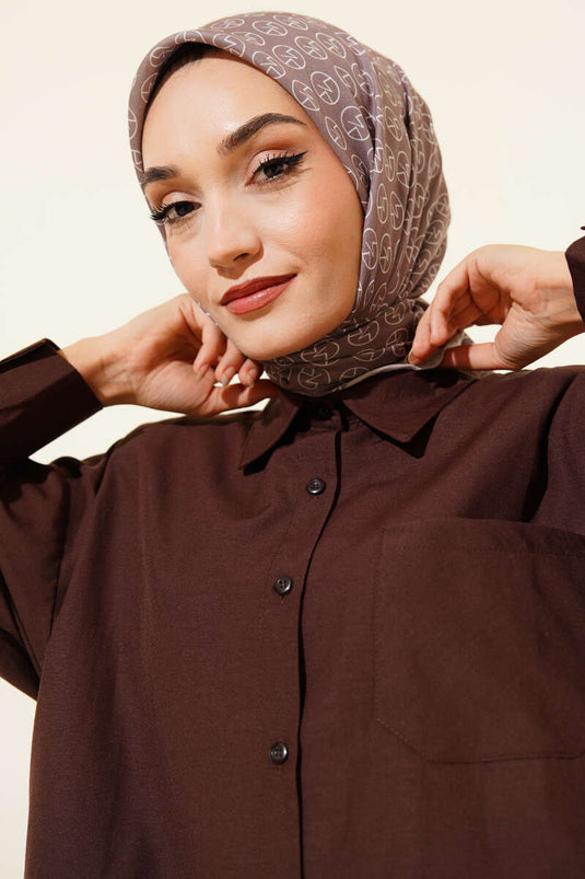 MK Pattern Soft Scarf Dark Mink