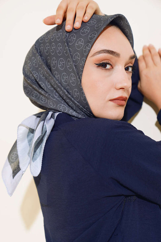 MK Pattern Soft Scarf Ash Gray