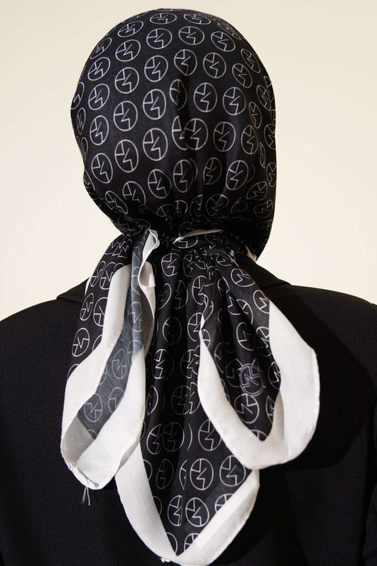 MK Pattern Soft Scarf Black and White