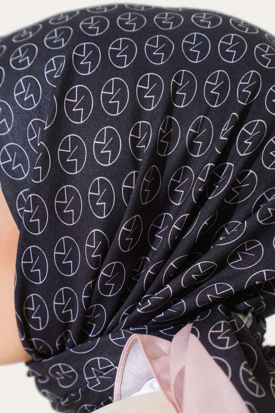 MK Pattern Soft Scarf Black Salmon