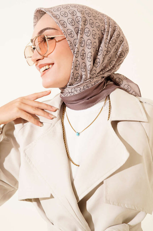 MK Pattern Soft Scarf Mink