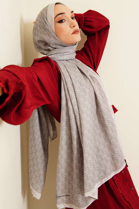 MK Patterned Soft Shawl Gray