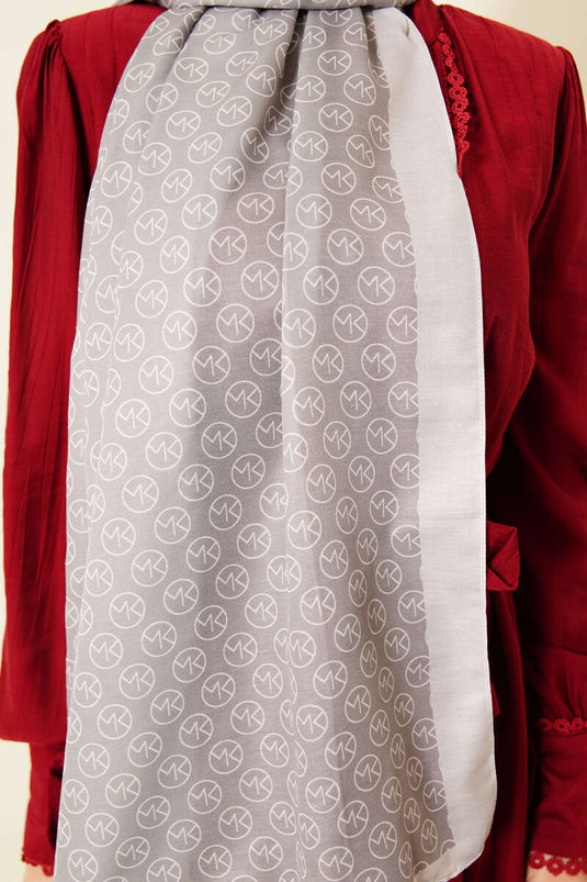 MK Patterned Soft Shawl Gray