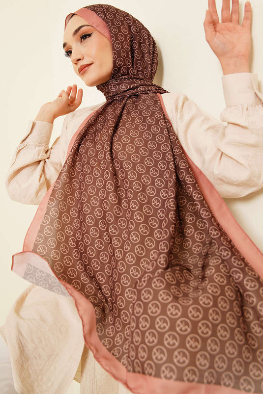 MK Pattern Soft Shawl Brown