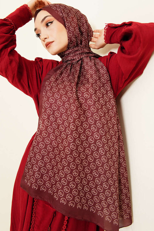 MK Patterned Soft Shawl Chestnut