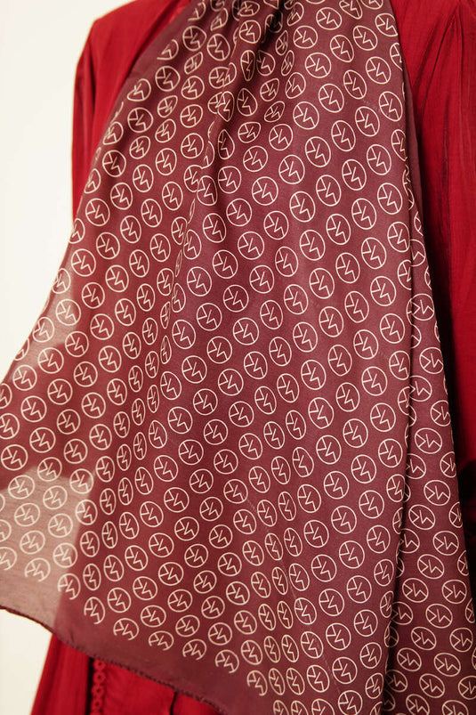 MK Patterned Soft Shawl Chestnut