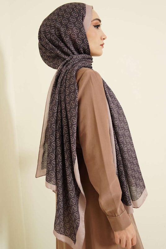 MK Muster Weicher Schal Lila Beige