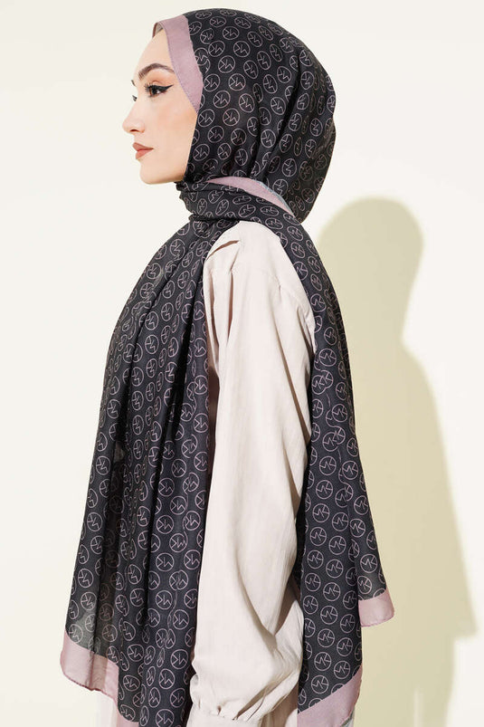 MK Desen Soft Şal Siyah Vizon