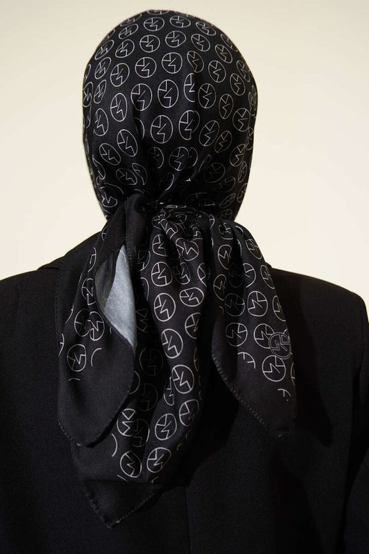 MK Patterned Soft Scarf Black