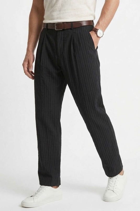 Pantalon ample pour homme en modal à rayures noir