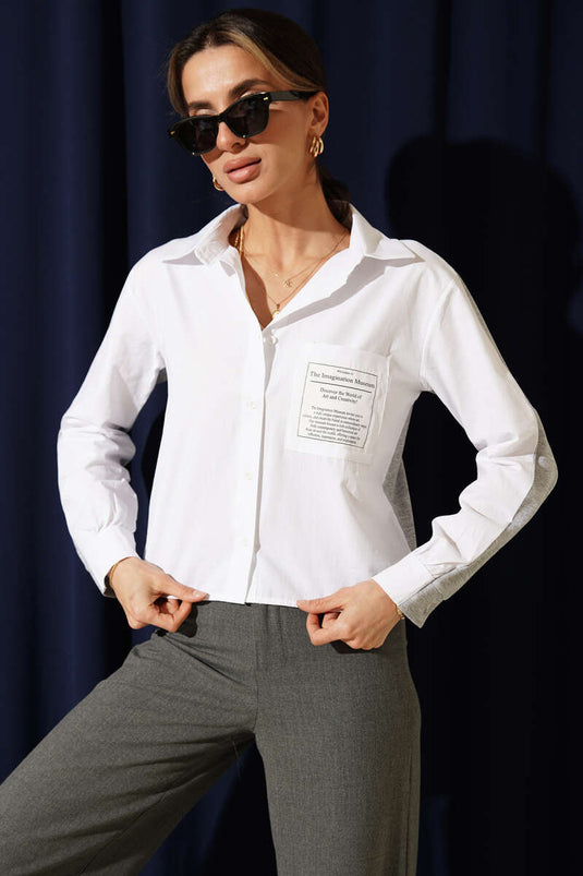 Modal Blend Pocketed Crop Shirt Gray