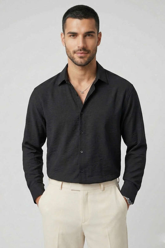 Chemise homme en modal noire