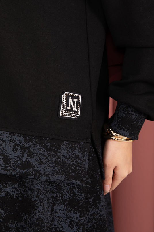 Ensemble jupe hijab à motifs modernes, noir