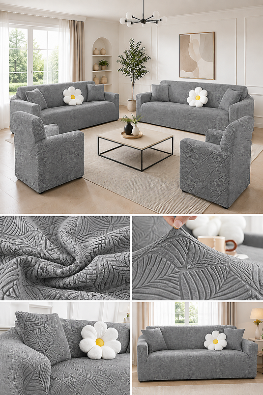 Modern Four-Piece Couch Cover Set In Grey