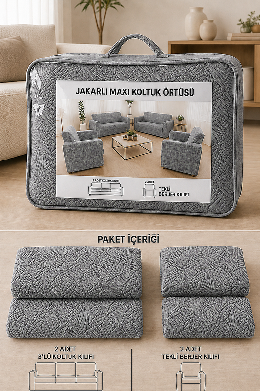 Modern Four-Piece Couch Cover Set In Grey