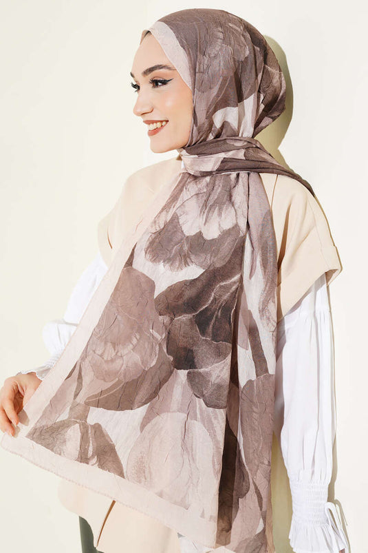 Écharpe en bambou à motif floral moderne beige