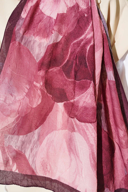 Sciarpa Modern Floral Desen in Bambù Kras Bordò