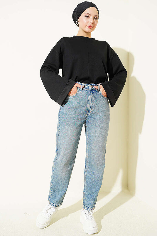 Pantalon En Denim Mom Fit Tintli