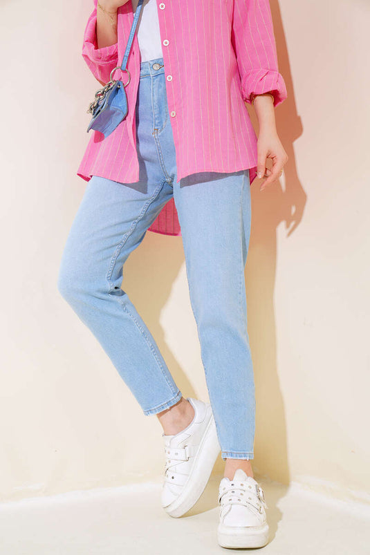 Mom Friend Straight Leg Jeans Ice Blue