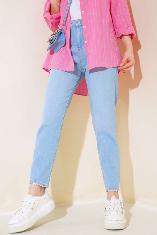 Mom Friend Straight Leg Jeans Ice Blue