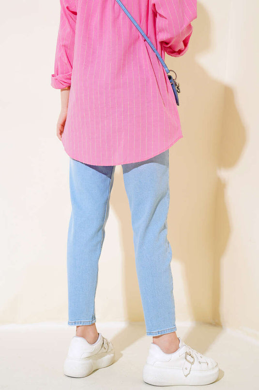 Mom Friend Straight Leg Jeans Ice Blue