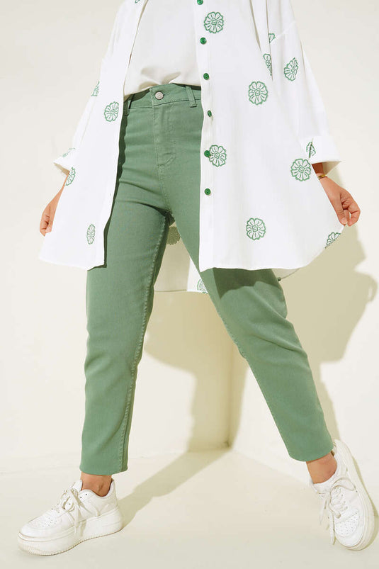 بنطلون أمي جان أخضر نعناعي