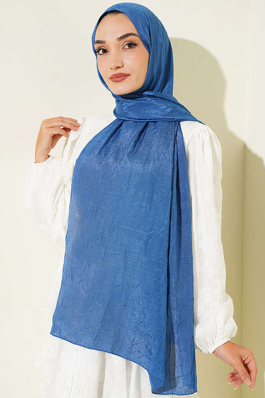Indigo Monogrammiertes Schal Mit Muster