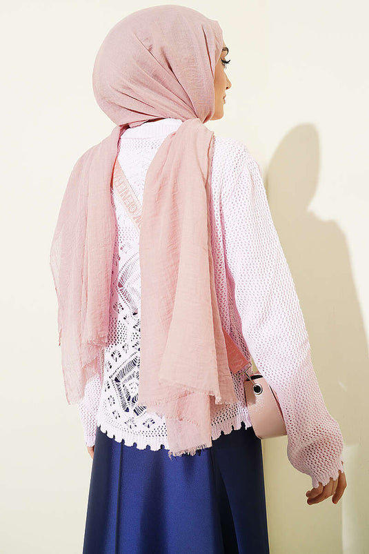 Motif Desen Ajurlu Kısa Hırka Pembe