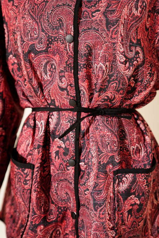 Veste à boutons-pression à motifs, bordeaux