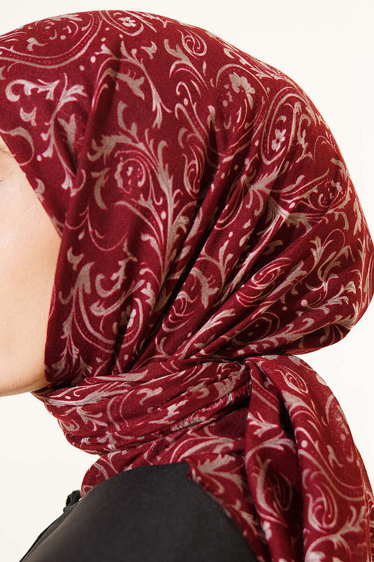 Foulard en coton Flamu à motif, bordeaux
