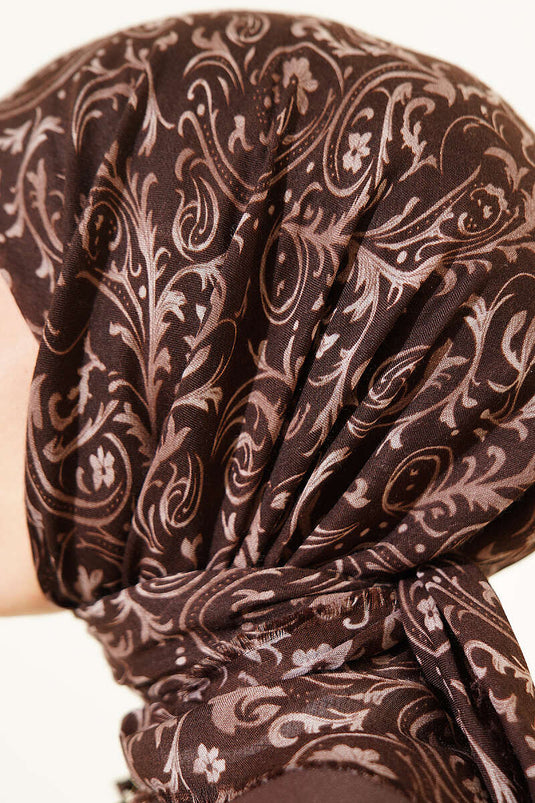 Foulard en coton Flamu à motif, couleur café