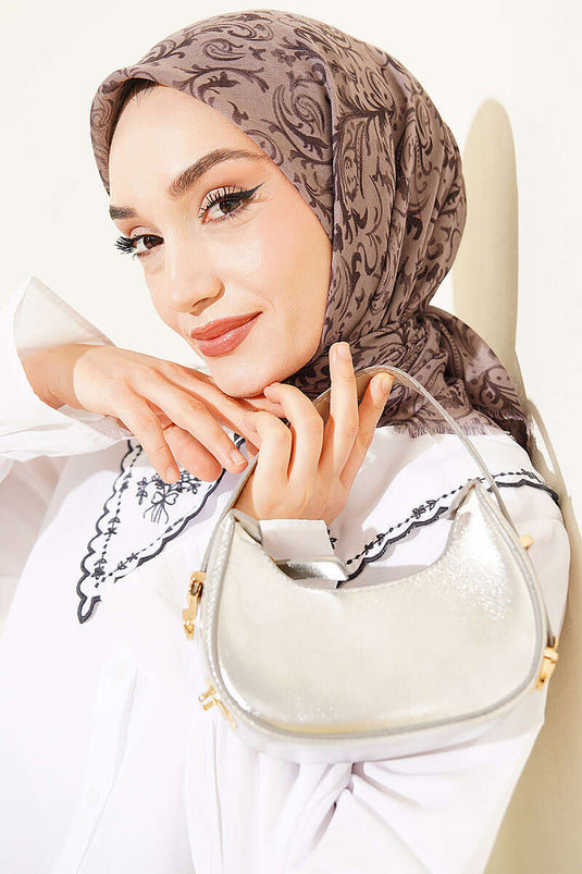 وشاح قطني مزخرف فلامو بلون فيزون
